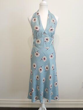 Laundry By Shelli Segal 100% Silk Y2K Halter Cocktail Dress Size 12